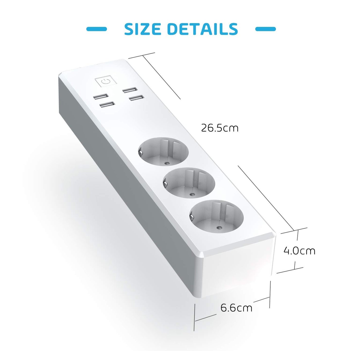 VeritoProduse SmartPrelungitor smart WiFi Meross MSS425F , 3 Prize, 4 x USB, Cablu 1.8m, 