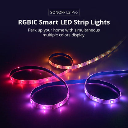 Banda LED Sonoff Wifi RGBIC L3-Pro, 5m, Smart, Bluetooth, Sincronizare Muzica, 30 LED m, Alimentare USB