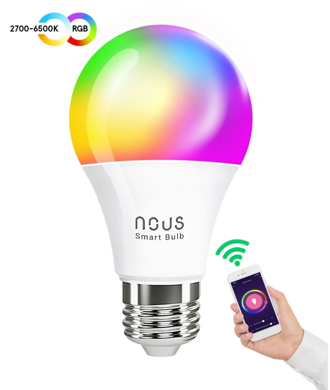 Set 2 becuri LED NOUS P3 RGB Smart, E27, Control din aplicatie
