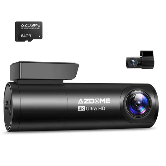 Camera auto DVR AZDOME M300S, Dubla, 4K + 1080P, 5GHz WiFi, GPS, Unghi 170  , Comanda vocala, Card 64G inclus