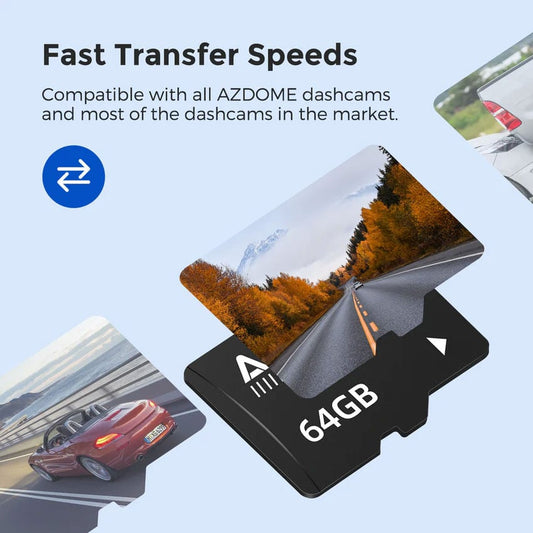 Card MicroSD AZDOME 64GB, U3, A2, V30, 90MB S
