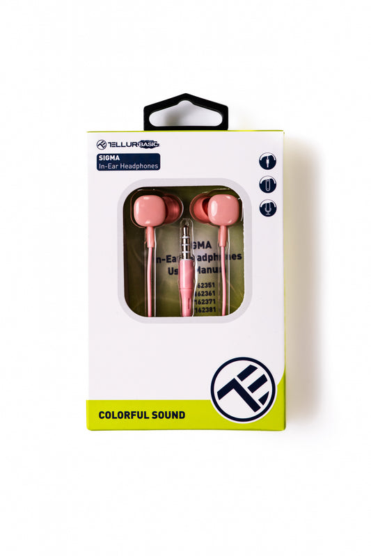 Casti in-ear cu fir Tellur Basic Sigma microfon roz