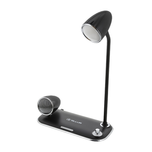 Incarcator wireless birou Tellur 15W Boxa Bluetooth 5W Lampa de birou Tellur Nostalgia Negru