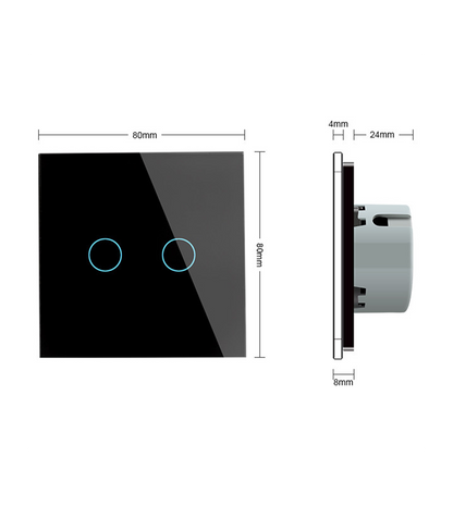 VeritoIntrerupatoareIntrerupator dublu cu touch Welaik panou din sticla, Negru