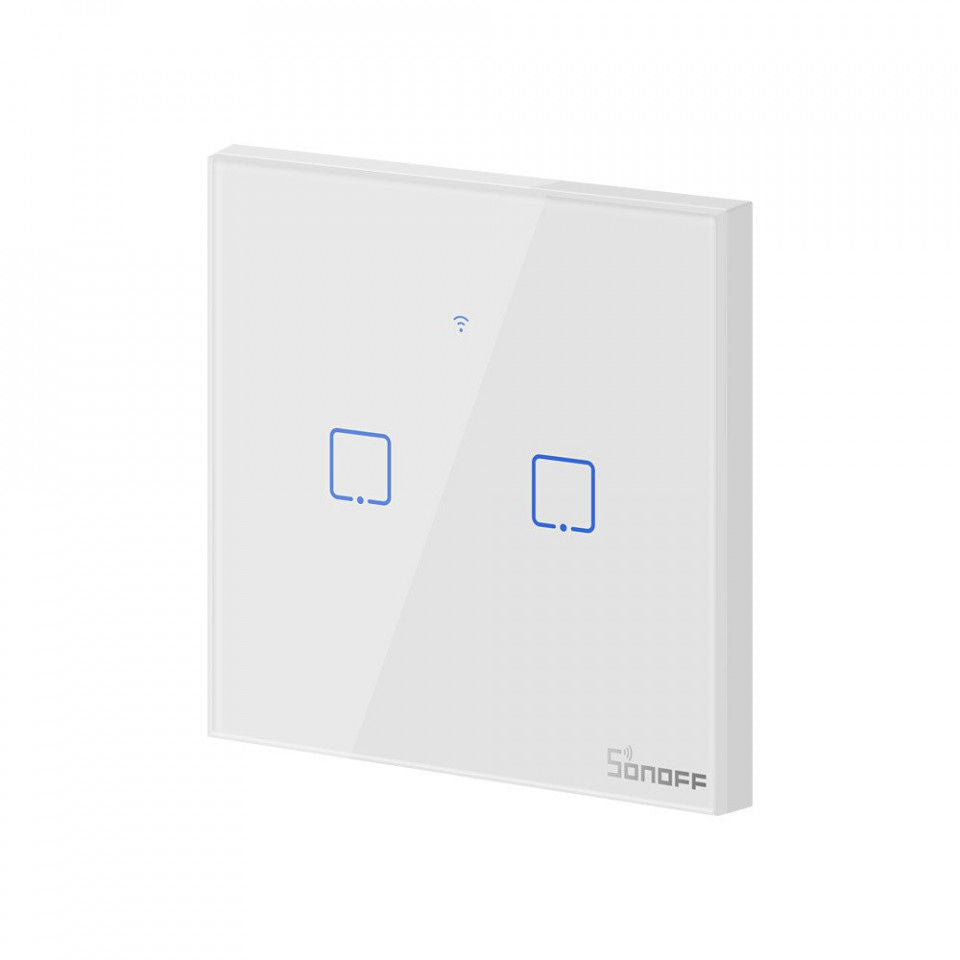 VeritoIntrerupatoareIntrerupator Smart  cu Touch  Sonoff T0 EU TX , WiFi, (2 canale)