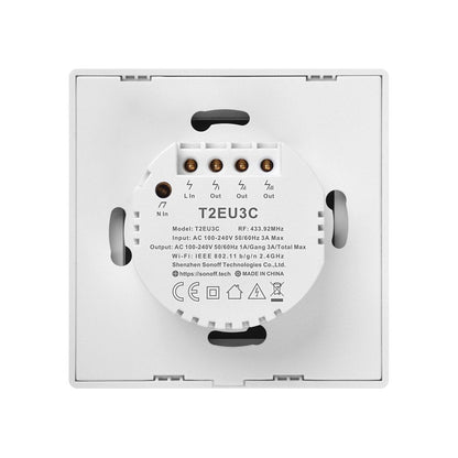 VeritoIntrerupatoareIntrerupator Smart  cu Touch WiFi + RF 433 Sonoff T2 EU TX, (3 canale)