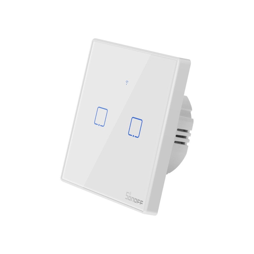 VeritoIntrerupatoareIntrerupator Smart  cu Touch WiFi + RF 433 Sonoff T2 EU TX, (2 canale)