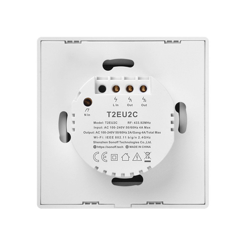 VeritoIntrerupatoareIntrerupator Smart  cu Touch WiFi + RF 433 Sonoff T2 EU TX, (2 canale)