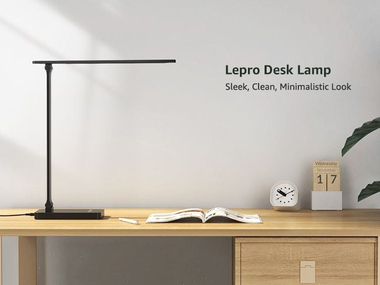 Lampa de birou LED Lepro PR310004 control Touch, 3 moduri, 15W, 655 Lumeni, USB, Negru