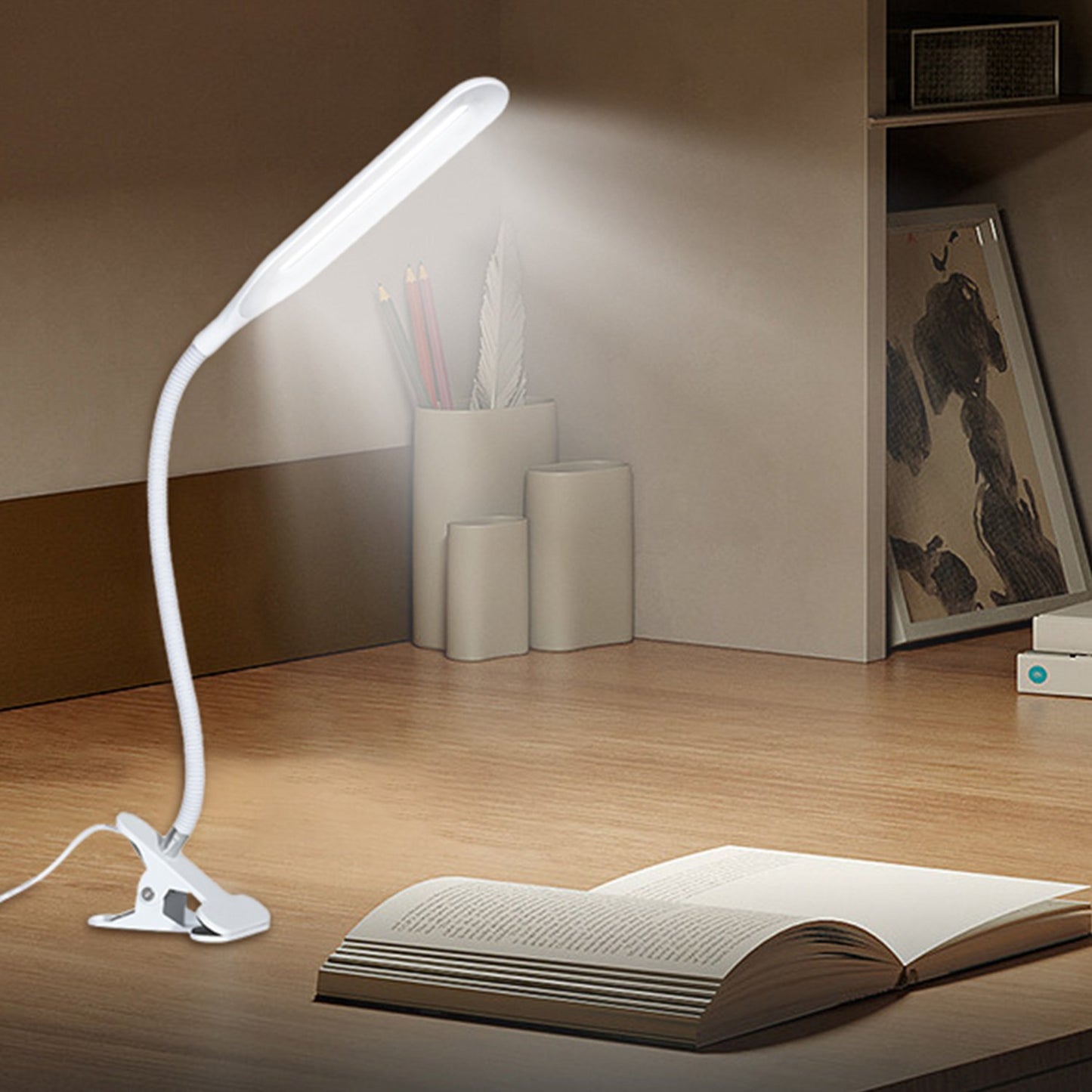 Lampa LED Home DK-6500, cu clema de prindere, brat flexibil, Alimentare USB, Lumina alba, 5W