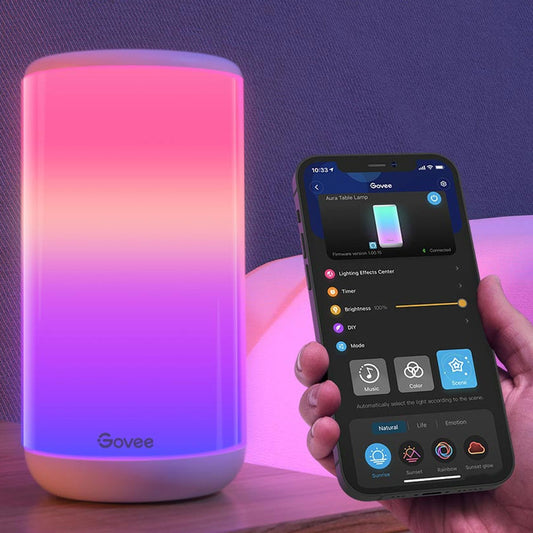 Lampa LED Govee Aura Smart H6052 RGBWW, Wifi, Alexa, Google Assistant, Sincronizare muzica