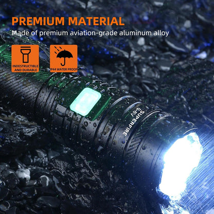 Lanterna LED Superfire V8-S, 2000lm, 300M, 5200mAh, Zoom, incarcare USB-C, 36W