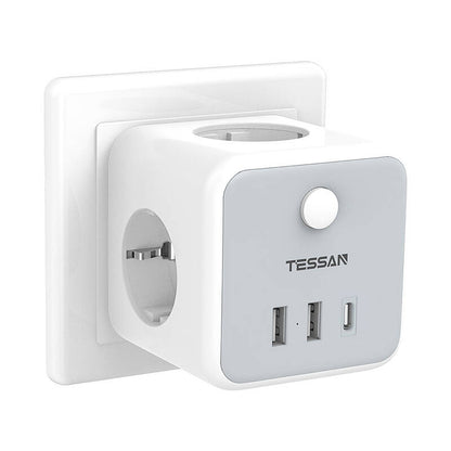 Prelungitor tip cub Tessan TS-301-DE-C, 3 prize, 2 X USB A, 1 X USB-C