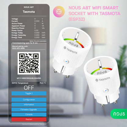 Priza Inteligenta WiFi NOUS A8T, 10A - Tasmota, ESP32