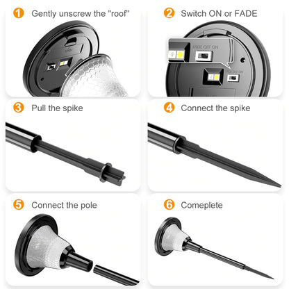 Set 2 lampi solare MustWin RGBW Inteligente, Bluetooth, Control App