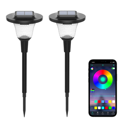 Set 2 lampi solare MustWin RGBW Inteligente, Bluetooth, Control App