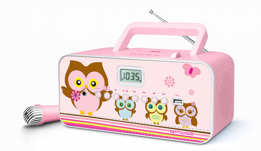 Radio CD MUSE M-29 KPPORTABLE SING-A-LONG RADIO CD/MP3 PLAYERLCD DisplayRepeat function one / allFM swivel rod antennaUSB portmicrophonechildren series - girls PINK