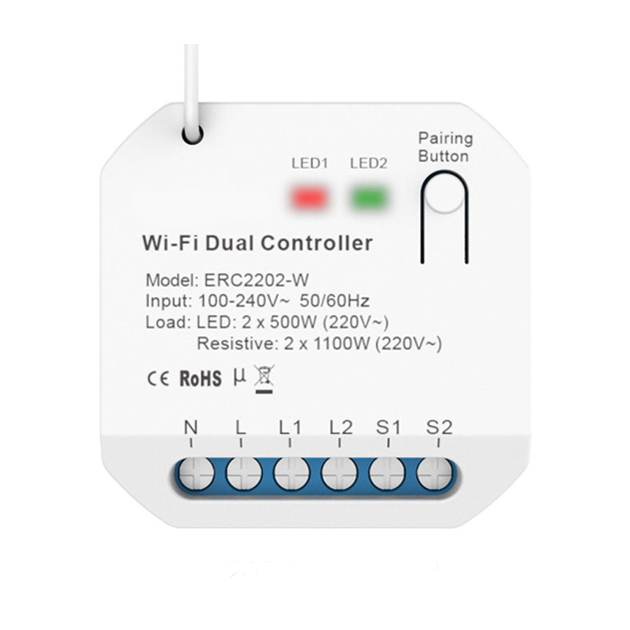 Releu Smart Rovo ERC2202-W Kinetic, 2 canale, 2x5A, WiFi + RF433, Tuya