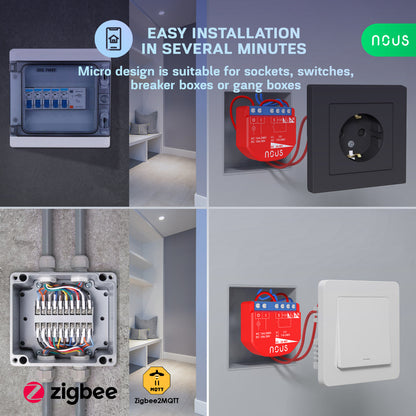 Releu inteligent Nous B2Z, 16A, ZigBee, 1 canal PM, Monitorizare energie