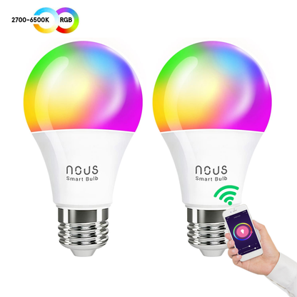 Set 2 becuri LED NOUS P3 RGB Smart, E27, Control din aplicatie